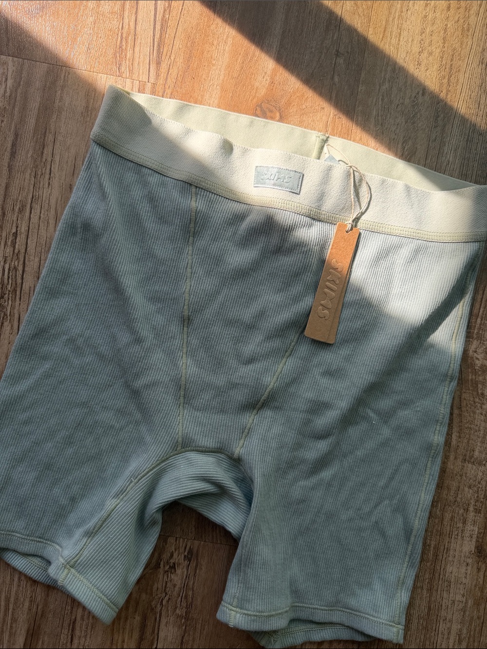 NWT SKIMS Sleepwear Cotton Ribbed Boxer in Mineral Small